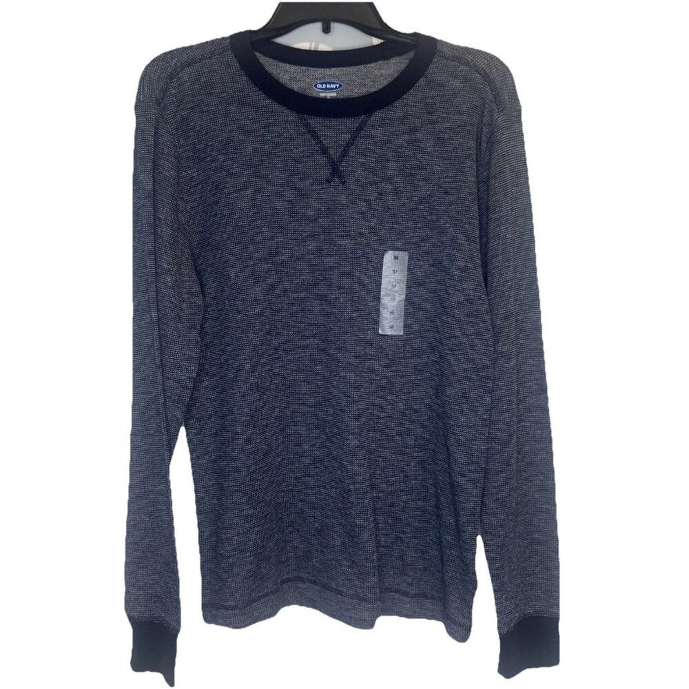 Old Navy Mens Blue Ribbed Crew Neck Thermal Long Sleeve Knit Shirt Sz M NEW